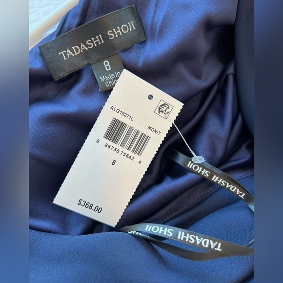 Tadashi Shoii Taffeta Bow One Shoulder Crepe Gown NWT - Picture 11 of 16